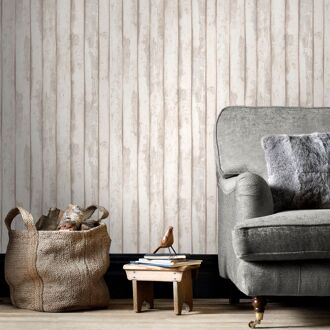 Praxis Papierbehang Houten Planken - Beige - Taupe - 10,05 M X 52,8 Cm