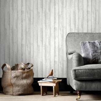 Praxis Papierbehang Houten Planken - Offwhite - Grijs - Taupe - 10,05 M X 52 Cm