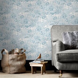 Praxis Papierbehang Koraal - Lichtblauw - 10,05 M X 52,8 Cm