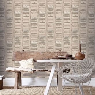 Praxis Papierbehang Oude Houten Louvredeuren - Beige - Taupe - 10,05m X 52,8cm