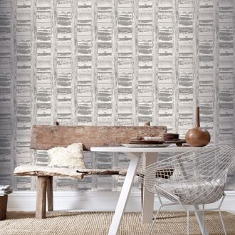 Praxis Papieren Behang Oude Louvredeuren - Grijs - Offwhite - 10,05 M X 52,8 Cm