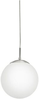 Praxis Rondo - Hanglamp - 1 Lichts - Ø200mm. -Nikkel-Mat - Wit Grijs