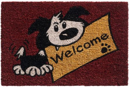 Praxis Ruco Deurmat Welcome Hond - Kokos - 40x60cm - Rood