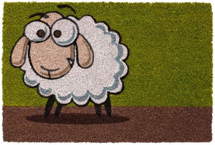 Praxis Ruco Kokosmat Print Schapen - Groen - 40x60cm - Hoog Schrapend Vermogen