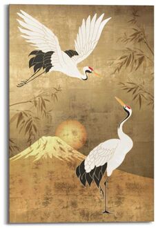 Praxis Schilderij Deco Panel Japanse Kraanvogels 60x90 Cm