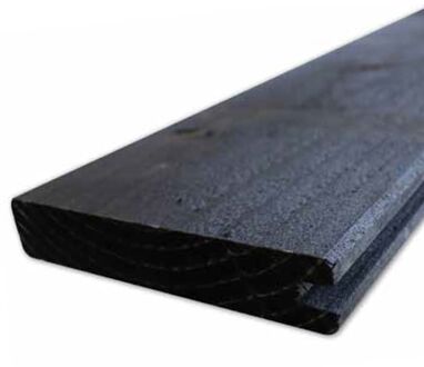 Praxis Schuttingplank Blokhutprofiel Afdeklat - Grenen - 2,8x14,5x200cm - Zwart