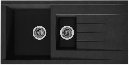 Praxis Spoelbak Cube 1,5 Bak 100x50x21cm Composiet Zwart Met Witte Details