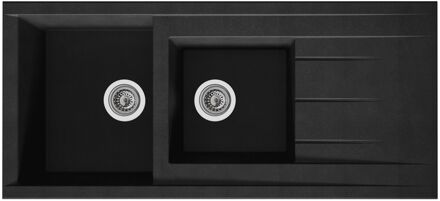 Praxis Spoelbak Cube 2 Bakken 110x50x21cm Composiet Zwart