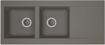 Praxis Spoelbak Einna 2 Bakken 116x50x20cm Composiet Betongrijs