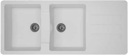 Praxis Spoelbak Vogua 2 Bakken 116x50x21cm Composiet Wit