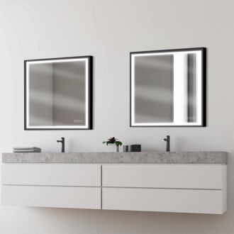 Praxis Swann Badkamerspiegel Met Verlichting - Rechthoekig - Zwart - 75x80 Cm