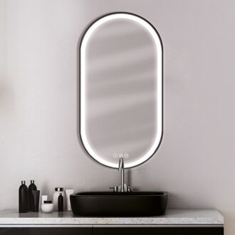 Praxis Swann Badkamerspiegel Met Verlichting Swann Zwart 2 - Rechthoekig - Zwart - 90x50 Cm