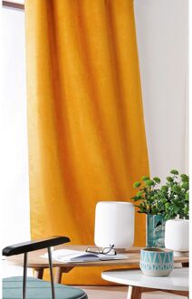 Praxis Sweet Lichtdoorlatend Kant En Klaar Gordijn Oker Suède Canvas 145 X 260 Cm