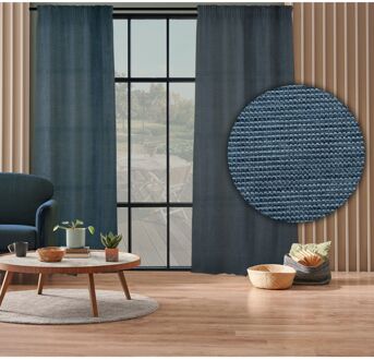 Praxis Tamis Lichtdoorlatend Kant En Klaar Gordijn Blauw 140 X 260 Cm