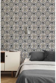 Praxis Vliesbehang Antibes An28242 - Wit - Zwart - Lichtgrijs - Middengrijs - Donkerblauw - 10,05m X 53cm