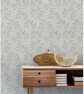 Praxis Vliesbehang Antibes An28250 - Lichtgrijs - Vergrijsd Ijsblauw - Taupe - 10,05m X 53cm