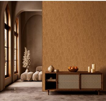 Praxis Vliesbehang Antibes An28262 - Oranje-bruin - Koper-goud - 10,05m X 53cm