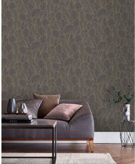 Praxis Vliesbehang Antibes An28263 - Zwart - Antraciet - Goud - 10,05m X 53cm