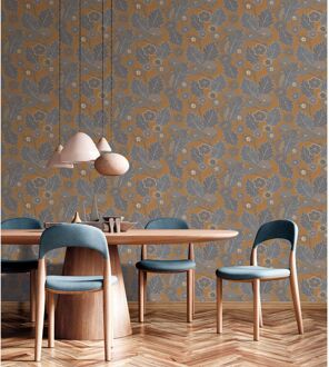 Praxis Vliesbehang Antibes An28272 - Bruin - Grijs - Blauw - 10,05 M X 53 Cm