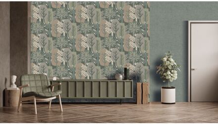 Praxis Vliesbehang Antibes An28283 - Groen - Grijs - Beige - 10,05 M X 53 Cm