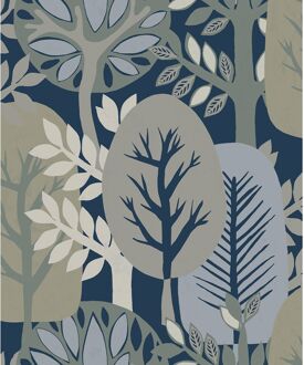 Praxis Vliesbehang Antibes An28284 - Donkerblauw - Grijs - Greige - 10,05m X 53cm