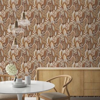 Praxis Vliesbehang Arty Leaves - Bruin - 10,05 M X 52 Cm