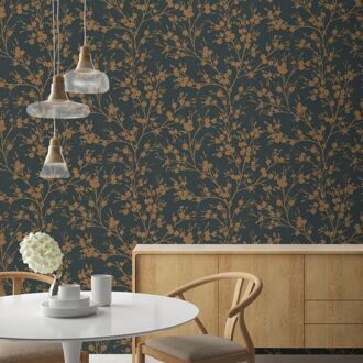 Praxis Vliesbehang Assorti 2022-2024 6812-50 - Zwart Met Koper - Roestbruin - 10,05 M X 53 Cm