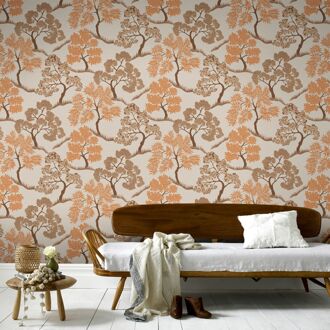 Praxis Vliesbehang Bomen - Oranje - Goud - Naturel - 10,05m X 52cm