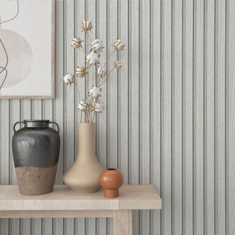 Praxis Vliesbehang Botanica Streep Hout-grijs - Wit - Heel Licht Grijs - Whitewash - 10,05m X 53cm