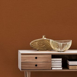 Praxis Vliesbehang Burnt Textile Uni - Oranje - 10,05 M X 52 Cm