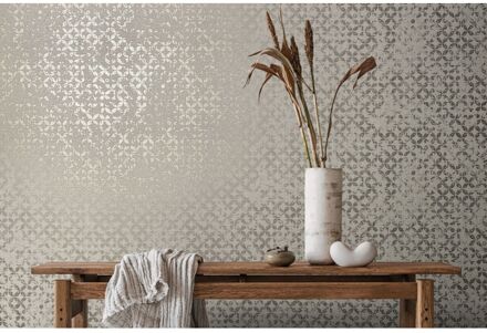 Praxis Vliesbehang City Romance 35118 - Muisgrijs - Middengrijs - Donkerzilver - Metallic - 10,05 M X 53 Cm