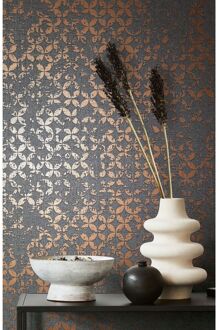 Praxis Vliesbehang City Romance 35119 - Antraciet - Koper - Zwart - Metallic - 10,05 M X 53 Cm