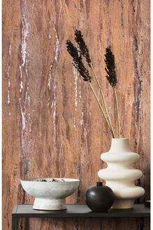 Praxis Vliesbehang City Romance 35166 - Kastanjebruin - Donker Zilver - Metallic - 10,05 M X 53 Cm