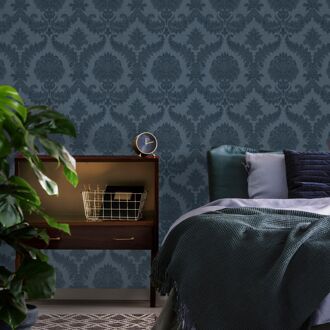 Praxis Vliesbehang Classic & Elegant 25727 - Blauw - Metallic - 10,05m X 53cm