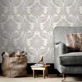 Praxis Vliesbehang Damask - Grijs - 10,05m X 52cm