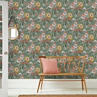 Praxis Vliesbehang Elegant Flower - Groen - 10,05 M X 52 Cm