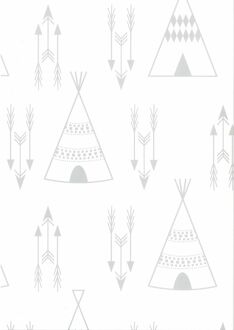 Praxis Vliesbehang Fabulous World 67107-1 - Lichtgrijs - Wit - 10,00m X 52cm