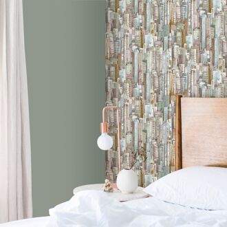 Praxis Vliesbehang Friends & Coffee 16602 - Pastelroze - Pastelblauw - Mintgroen - Oudgoud - Beige - 10,05m X 53cm