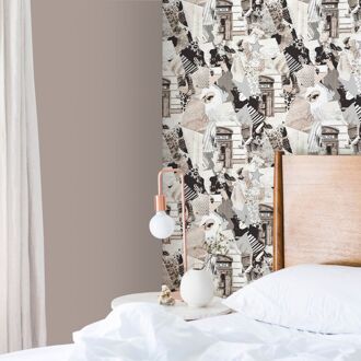 Praxis Vliesbehang Friends & Coffee 16609 - Zand-grijs - Zwart - Wit - Zilver - 10,05m X 53cm