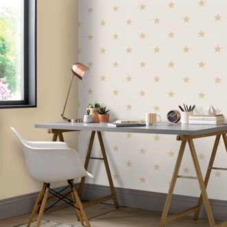 Praxis Vliesbehang Friends & Coffee 16648 - Beton Beige - Goud - 10,05m X 53cm