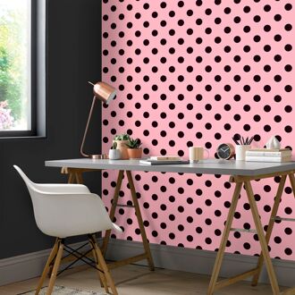 Praxis Vliesbehang Friends & Coffee 16652 - Roze - Zwart - 10,05m X 53cm