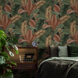 Praxis Vliesbehang Grenada - Roze - Groen - 10,05m X 53cm