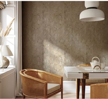 Praxis Vliesbehang Grove Natuursteen Tegel - Naturel - Beige - 10,05m X 53cm