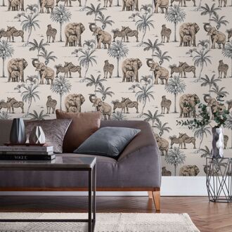 Praxis Vliesbehang Kenya Rose - Beige - 10,05 M X 52 Cm