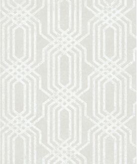 Praxis Vliesbehang Klassiek Grafisch Patroon - Lichtgrijs - Beige - 10,05 M X 53 Cm