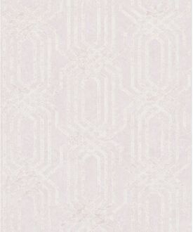 Praxis Vliesbehang Klassiek Grafisch Patroon - Lichtroze - Ecru - 10,05m X 53cm