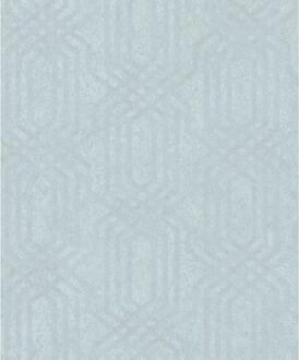 Praxis Vliesbehang Klassiek Grafisch Patroon - Mintgroen - Vergrijsd Groen - 10,05m X 53cm