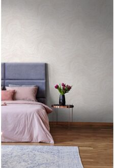 Praxis Vliesbehang Marmer - Offwhite - Heel Zacht Roze - Lilapaars - 10,05m X 53cm