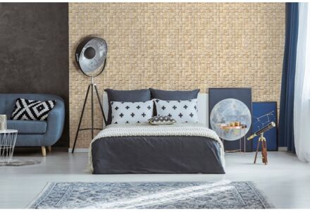 Praxis Vliesbehang Natuurlijk Vlechtwerk - Naturel - Beige - Lichte Houtkleur - 10,05m X 53cm