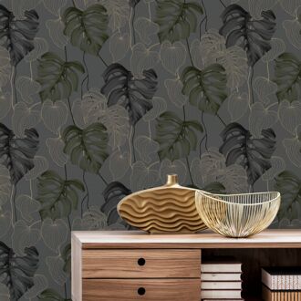 Praxis Vliesbehang Paradiso - Grijs - Groen - 10,50m X 53cm